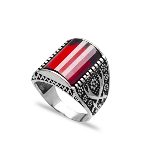 Garnet Authentic Men Ring Wholesale Handmade 925 Sterling Silver